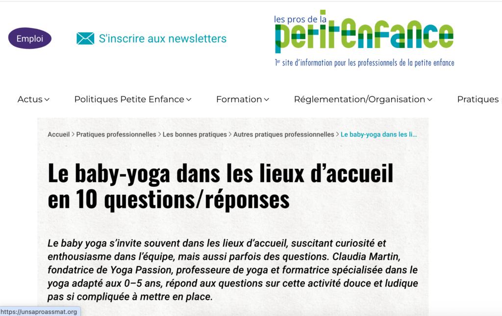 baby yoga EAJE pros petite enfance yogapassion claudia marti,n